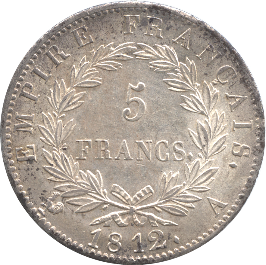 フランス 5フラン銀貨 1812(A) ナポレオン1世(1804-1814・15) 準未使用 