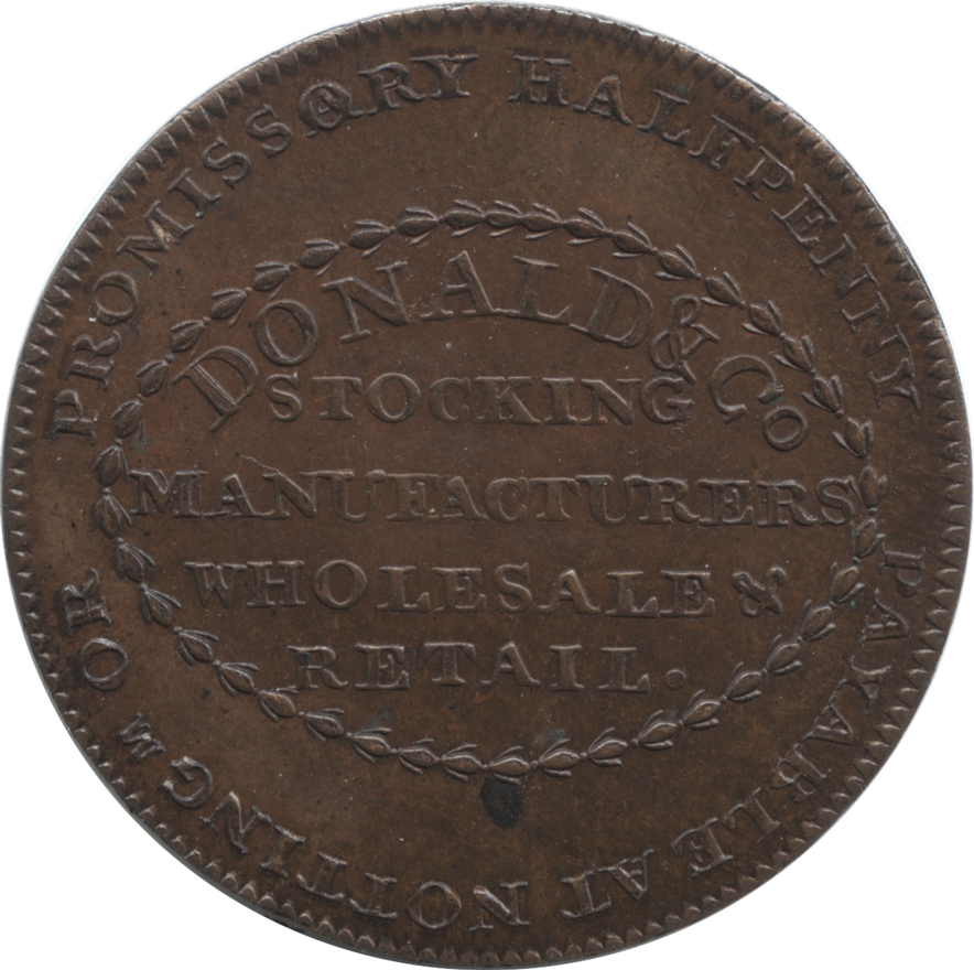 イギリス ノッティンガムシャー 1 2ペニー銅貨 トークン 1792 未使用品 ダルマコインショップ