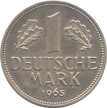 西ドイツ 1マルク白銅貨 1965(G) Proof UNC｜ダルマコインショップ