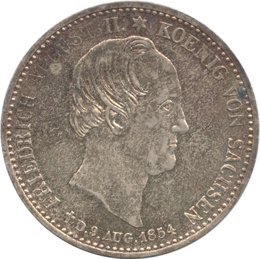 ドイツ ザクセン 1/3ターレル銀貨 1854 フリードリッヒ・アウグスト2世