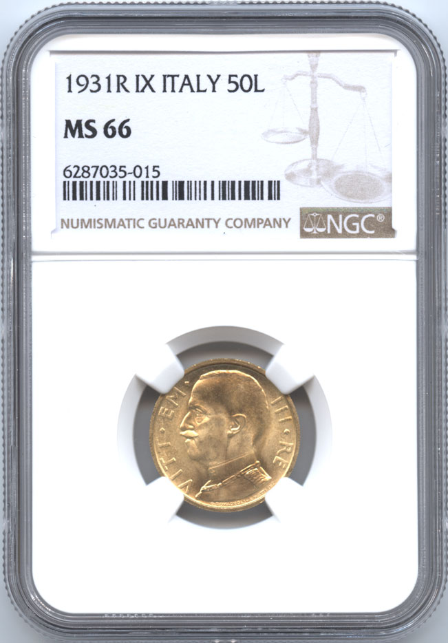 イタリア王国 50リレ金貨 1931(R・IX) ヴィットリオ・エマヌエル3世 
