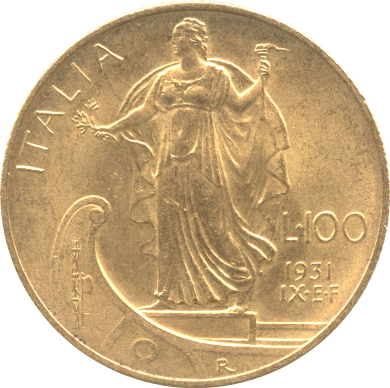 イタリア王国100リレ金貨1931年ヴィットリオ•エマニュエーレ3世 イタリア王国100リレ金貨1931年ヴィットリオ•エマニュエーレ3世