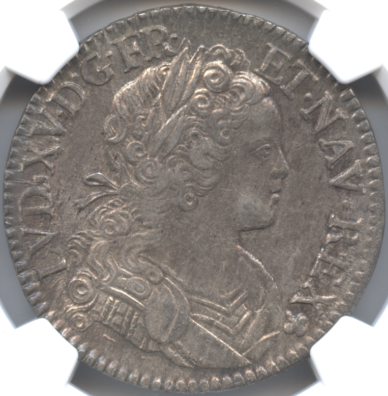 フランス エキュー銀貨 1718(A) ルイ15世(1715-1774) NGC-MS62+ 準未