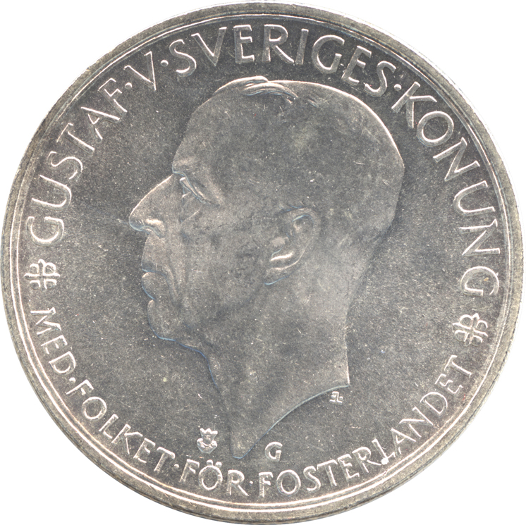 スウェーデン 5クローナ銀貨 N D 1935 グスタフ5世 1907 1950 リクスダーゲン500年記念 ダルマコインショップ