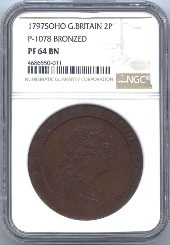 イギリス 2ペンス銅貨 1797 ジョージ3世(1760-1820) 車輪銭 