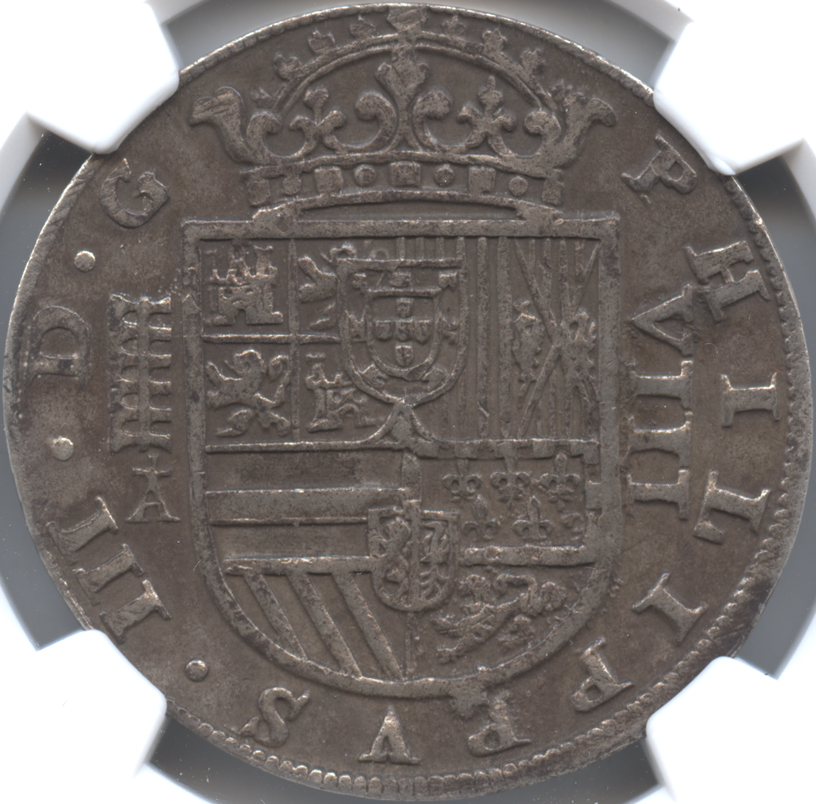 スペイン セゴビア 8レアル銀貨 1620 フェリペ3世(1598-1621) NGC-XF 